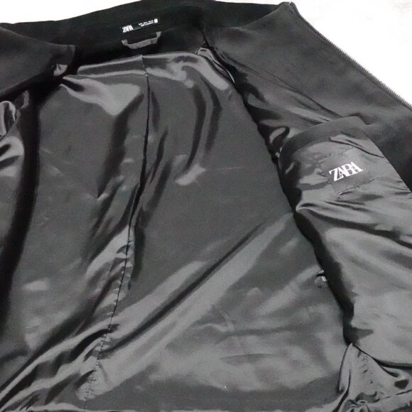 ZARA Velvet Jacket Men's Large Black Full Zip Pockets Long Sleeve MSRP $139 - Picture 3 of 13